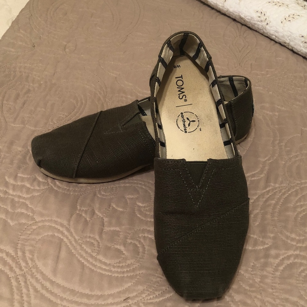 Toms Olive Canvas Slip-On Loafers